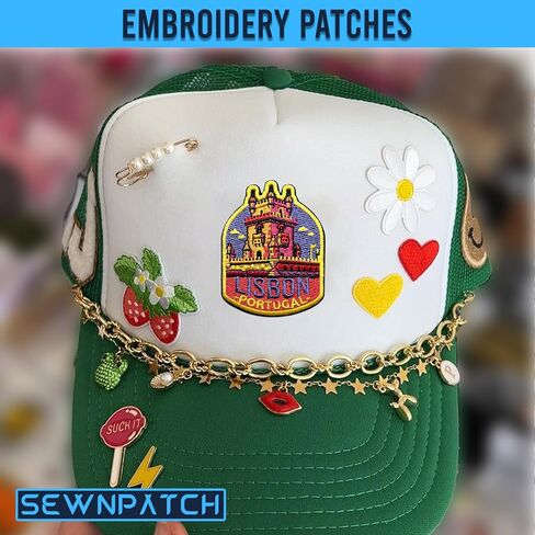 Lisbon Portugal Patch for Backpacks Hats Jeans Bags, Size 3" Iron On or Sew On Patches, Europe Vacation Souvenir Embroidery Patches Appliques for Clothes, Aesthetic Patch for Travel Lovers in Kuwait