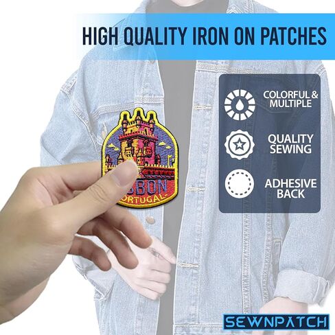 Lisbon Portugal Patch for Backpacks Hats Jeans Bags, Size 3" Iron On or Sew On Patches, Europe Vacation Souvenir Embroidery Patches Appliques for Clothes, Aesthetic Patch for Travel Lovers in Kuwait