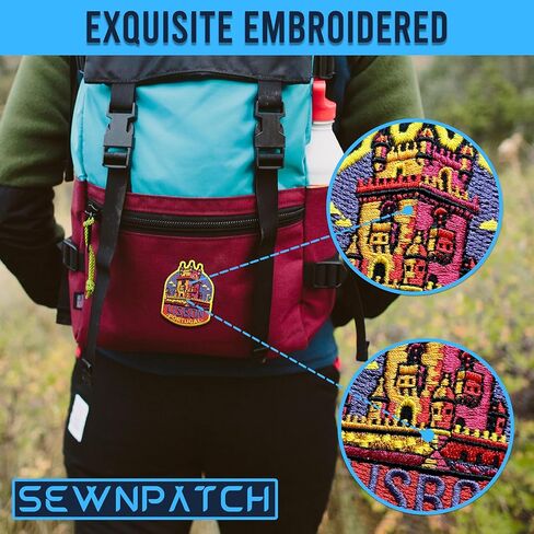 Lisbon Portugal Patch for Backpacks Hats Jeans Bags, Size 3" Iron On or Sew On Patches, Europe Vacation Souvenir Embroidery Patches Appliques for Clothes, Aesthetic Patch for Travel Lovers in Kuwait