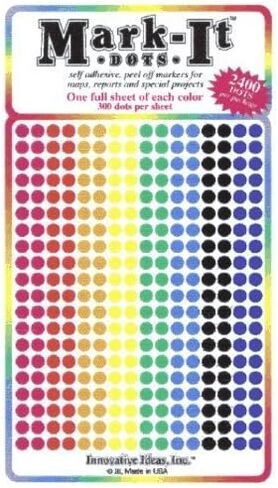Small Assorted Opaque Multicolor Marking Dots, 2400 per Package in Saudi Arabia