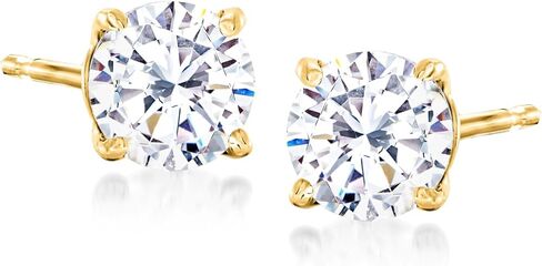 Ross-Simons Round CZ Stud Earrings in 14kt Yellow Gold in Saudi Arabia