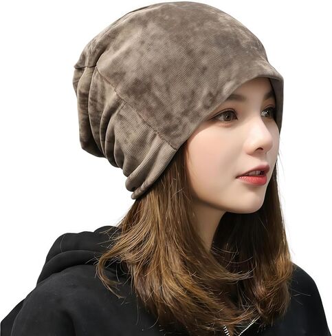 Velvet Slouchy Beanie Hat, Winter Warm Cap, Soft Casual Style in Saudi Arabia
