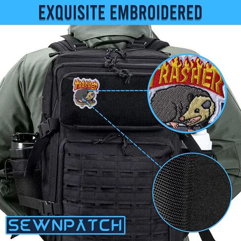 Trasher Opossum Skateboard Hook and Loop Patch for Backpacks Hats Vest Dog Harness Bags, Size 3" Sewing Patches,Tactical Appliques for Clothes, Embroidery Patch, Meme Animal Gifts for Boy Girl in Kuwait