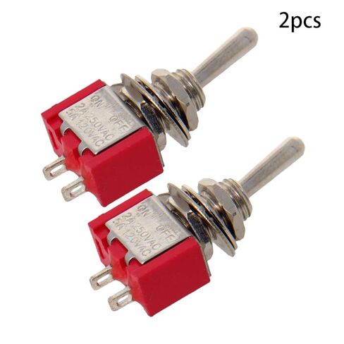 Fielect 2 قطعة 120 فولت/5A 250 فولت/2A تشغيل/إيقاف 2 موضع 2 محطات إغلاق مفتاح تبديل صغير أحمر in Kuwait