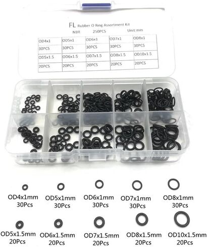 250Pcs 10 Sizes O-ring Set Seal Ring Oil Resistant And High Temperature Nitrile Rubber in Kuwait