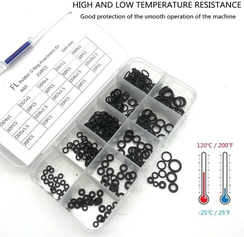 250Pcs 10 Sizes O-ring Set Seal Ring Oil Resistant And High Temperature Nitrile Rubber in Kuwait