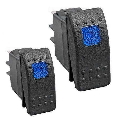 2 حزمة من مفاتيح تبديل الروك لقوارب السيارات مع الضوء الأزرق، 4PIN DPST DC 20A/12V 10A/24V مفتاح تشغيل/إيقاف للشاحنات والقوارب والدراجات النارية الآلية - أزرق in Kuwait