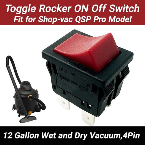 Toggle Rocker ON Off Switch Fit for Shop-vac QSP Pro Model QPL45 12 Gallon Wet and Dry Vacuum, 4Pin Black Switch, 2PCS in Kuwait