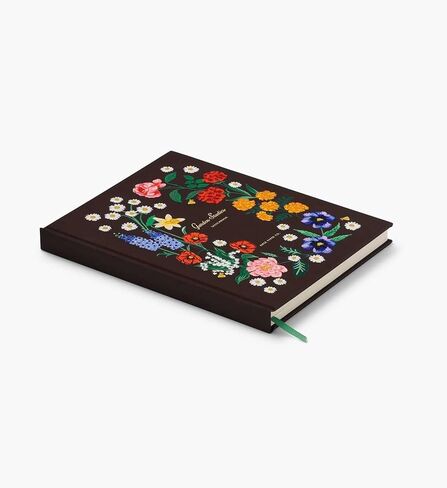 شركة RIFLE PAPER CO. كراسة رسم مطرزة لدراسة الحديقة 108 صفحة فارغة للرسم، 10.25 بوصة طول × 8.25 بوصة عرض، غطاء من القماش مع تطريز زهور، يتضمن إشارة مرجعية لشريط Grosgrain in Kuwait