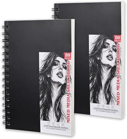 2 حزمة من 160 ورقة من كتب الرسم، دفتر رسم حلزوني مقاس 5.5 بوصة × 8.5 بوصة، ورق لوحة رسم بوزن 68 رطل/100 جرام في المتر المربع، وسادات رسم صغيرة للرسم للبالغين والأطفال in Kuwait