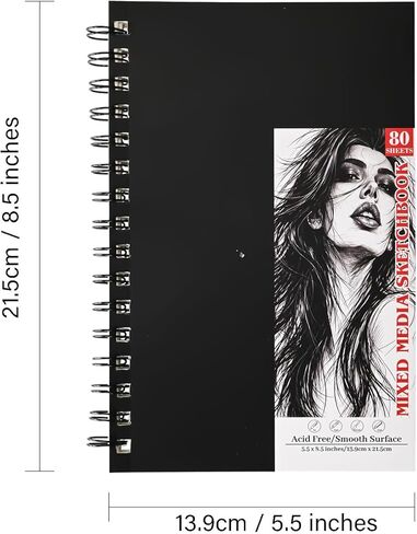 2 حزمة من 160 ورقة من كتب الرسم، دفتر رسم حلزوني مقاس 5.5 بوصة × 8.5 بوصة، ورق لوحة رسم بوزن 68 رطل/100 جرام في المتر المربع، وسادات رسم صغيرة للرسم للبالغين والأطفال in Kuwait