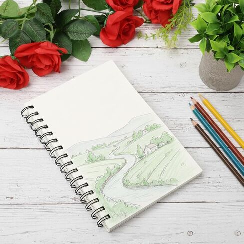2 حزمة من 160 ورقة من كتب الرسم، دفتر رسم حلزوني مقاس 5.5 بوصة × 8.5 بوصة، ورق لوحة رسم بوزن 68 رطل/100 جرام في المتر المربع، وسادات رسم صغيرة للرسم للبالغين والأطفال in Kuwait