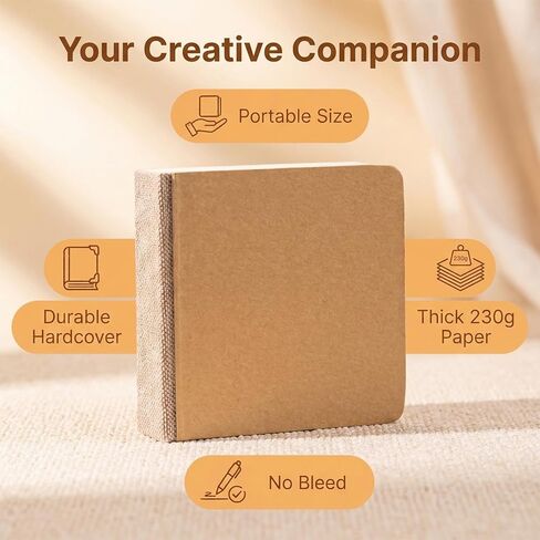 Hibmisy 2 Pack Sketchbook, 140LB/230GSM Drawing Paper, 58 Sheets Each, Sketch Book for Alcohol Markers, Watercolor, Acrylic Paint, Drawing & Quick Notes (Brown, 3"x3") in Saudi Arabia