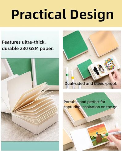 Hibmisy 2 Pack Sketchbook, 140LB/230GSM Drawing Paper, 58 Sheets Each, Sketch Book for Alcohol Markers, Watercolor, Acrylic Paint, Drawing & Quick Notes (Brown, 3"x3") in Saudi Arabia