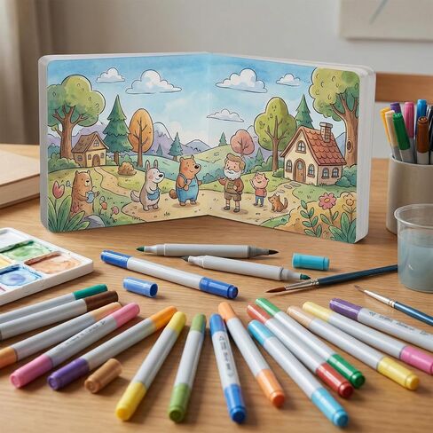 Acrylic Paint Sketch Book 4.92 Inch Watercolor Journal Sketchbook 28 Sheets Art Marker Journal Watercolor Sketch Book Water Color Paper Books for Acrylic Drawing Painting in Kuwait