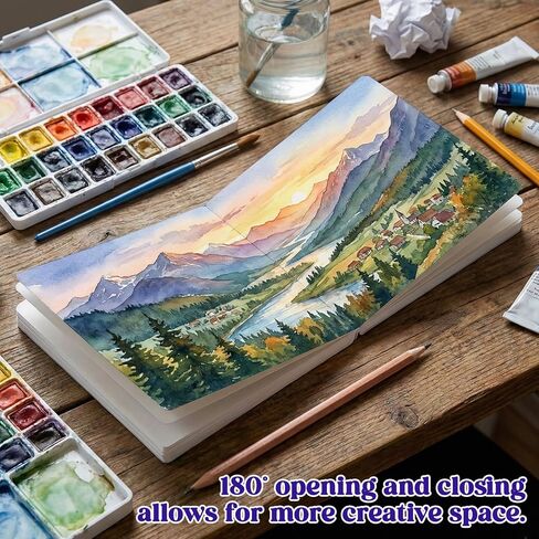 Acrylic Paint Sketch Book 4.92 Inch Watercolor Journal Sketchbook 28 Sheets Art Marker Journal Watercolor Sketch Book Water Color Paper Books for Acrylic Drawing Painting in Kuwait