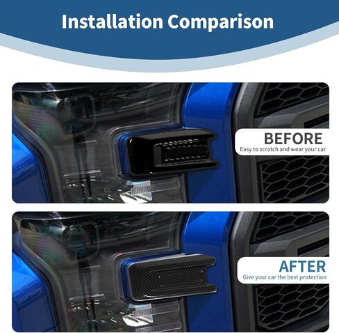 for F150 Raptor Front Bumper Trim Cover Fit for Ford F150 Raptor 2015-2020 Black Carbon Fiber Exterior Accessories 2pcs in Kuwait