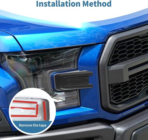 for F150 Raptor Front Bumper Trim Cover Fit for Ford F150 Raptor 2015-2020 Black Carbon Fiber Exterior Accessories 2pcs in Kuwait