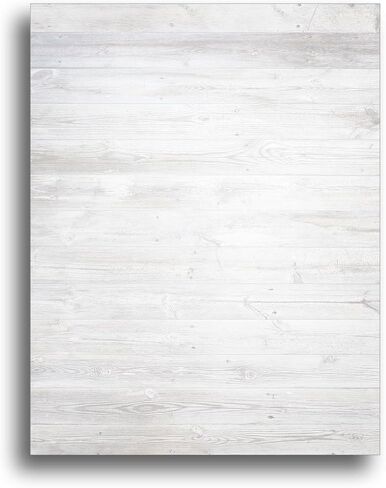 White Wood Background Printable Letterhead Stationery Paper - 50 Sheets 8.5" x 11" Rustic Decorative Writing Paper - Farmhouse Letter Paper - 28lb Bond (105gsm) for Invitations Announcements Letters in Kuwait