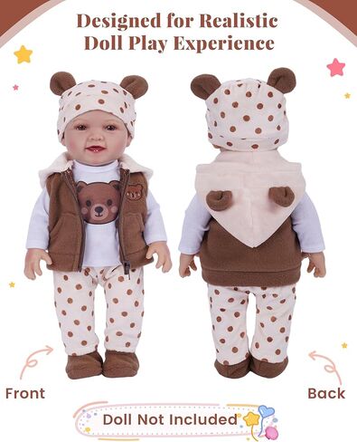 BABESIDE Baby Doll Clothes for 15 Inch Dolls, 6 Pcs Doll Clothes Set with Bear Hat, Jacket, Shirt, Pants and Socks, Baby Doll Accessories Outfit for Pretend Play, Kids Ages 3+ in Kuwait