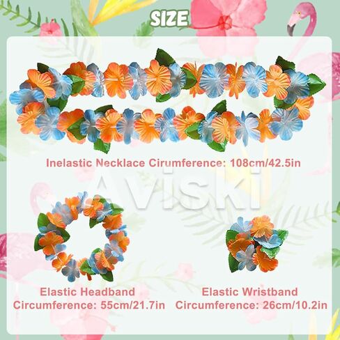 Aviski 64PCS Hawaiian Leis Party Decorations, Necklace Flowers Bracelets Headband, Tropical Hawaiian Party Night Bar Vacation in Kuwait