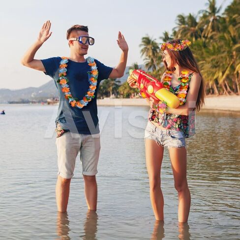 Aviski 64PCS Hawaiian Leis Party Decorations, Necklace Flowers Bracelets Headband, Tropical Hawaiian Party Night Bar Vacation in Kuwait