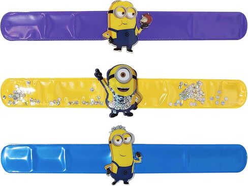 LUV HER Minions 3 أساور صفعة للفتيات - سوار معصم ممتع يضم مينيونز - مقاس قابل للتعديل - هدية أو هدية لحفلة عيد الميلاد - للأعمار من 3 سنوات فما فوق in Kuwait