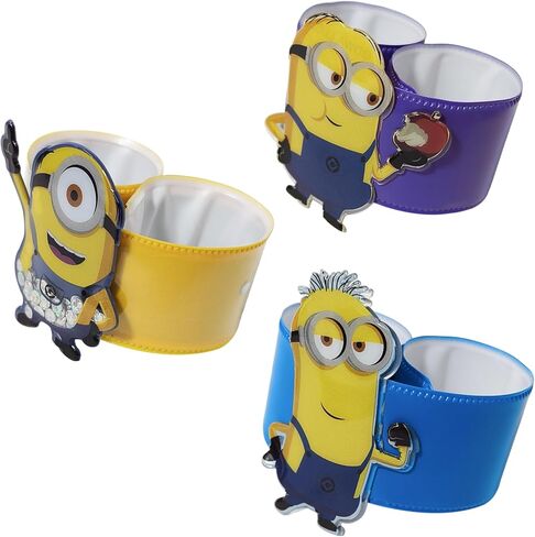 LUV HER Minions 3 أساور صفعة للفتيات - سوار معصم ممتع يضم مينيونز - مقاس قابل للتعديل - هدية أو هدية لحفلة عيد الميلاد - للأعمار من 3 سنوات فما فوق in Kuwait