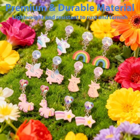 6 Pairs Clip On Earrings Non-Pierced for Dress Up Princess Non-Pierced Rainbow Cute Animal Colorful Party Favor in Saudi Arabia