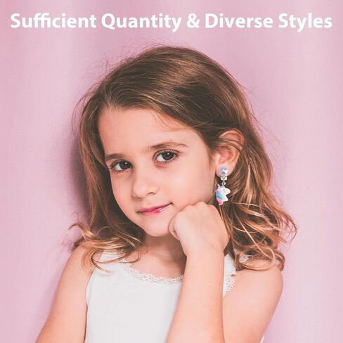 6 Pairs Clip On Earrings Non-Pierced for Dress Up Princess Non-Pierced Rainbow Cute Animal Colorful Party Favor in Saudi Arabia