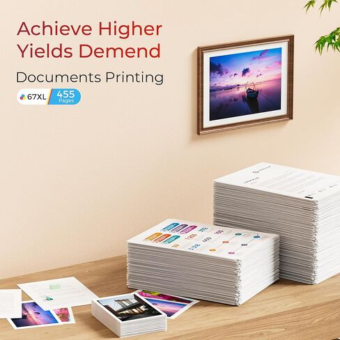خرطوشة حبر 67XL (2 ثلاثية الألوان) متوافقة مع HP Ink 67 لخرطوشة الحبر الملونة HP 67 XL تعمل مع HP Deskjet 2855e 2800e 2852e 2827e 4227e 4255e Envy 6055e 6432e 6455e 6458e 6475e Pro 6455 Series in Kuwait