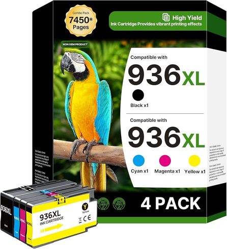 936XL 936 Ink Cartridges Combo Pack: Replacement for HP 936 Black, Cyan, Magenta, Yellow Ink Cartridges (4-Pack) | Works with HP OfficeJet Pro 9125e, 9120e, 9135e, 9120, 9130, Wide Format 9730 in Saudi Arabia