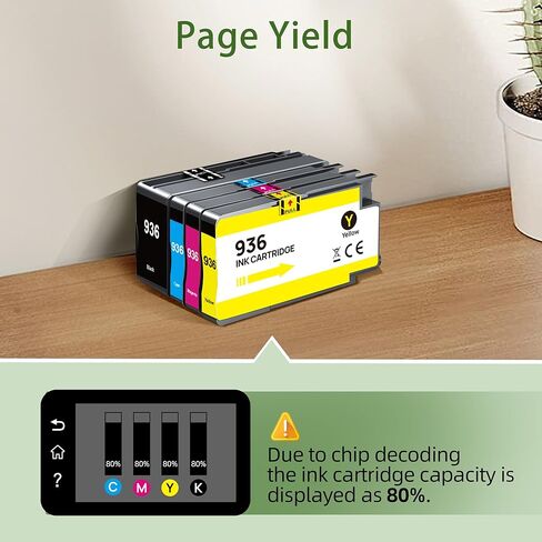 936XL 936 Ink Cartridges Combo Pack: Replacement for HP 936 Black, Cyan, Magenta, Yellow Ink Cartridges (4-Pack) | Works with HP OfficeJet Pro 9125e, 9120e, 9135e, 9120, 9130, Wide Format 9730 in Saudi Arabia