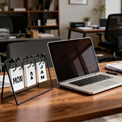 Foldable & Reusable Metal Flip Calendar - Large Display Daily Desktop Decoration, Modern Farmhouse Style for Home/Office/Store in Saudi Arabia