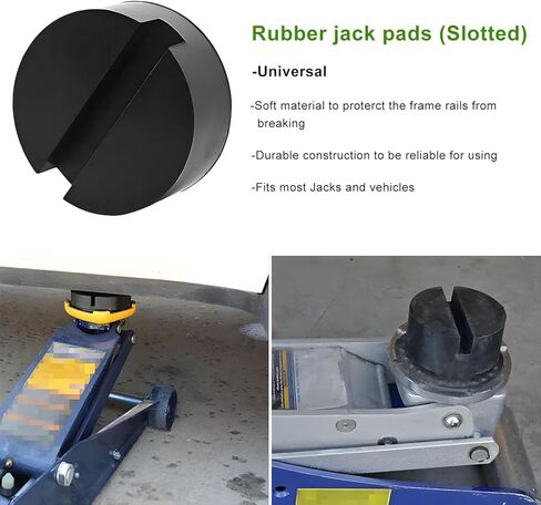 2 PCS Rubber Jack Pads, Heavy Duty Slotted Floor Jack Stand Pad Frame Rail Protector, Universal Round Support Block Car Lift Mat Keeps Pinch Weld, Paint and Metal Safe in Saudi Arabia