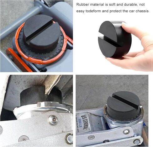 2 PCS Rubber Jack Pads, Heavy Duty Slotted Floor Jack Stand Pad Frame Rail Protector, Universal Round Support Block Car Lift Mat Keeps Pinch Weld, Paint and Metal Safe in Saudi Arabia