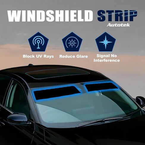 AUTOTEK Precut Sun Strip Tint for 2022-2026 Honda Civic Sedan، طبقة تظليل نافذة السيارة المضادة للوهج للقيادة المريحة، شريط تظليل الزجاج الأمامي الصديق للإشارة، سهل التركيب والاستبدال in Kuwait