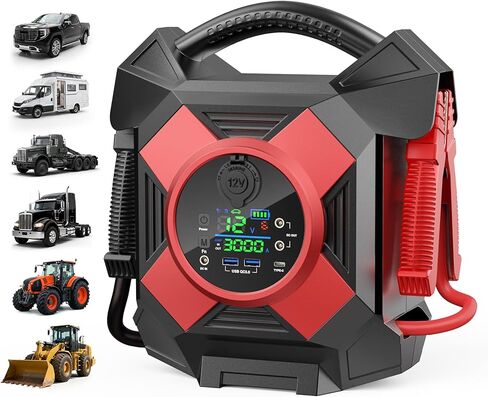 Heavy Duty Jump Starter for Semi Trucks, 30000A Peak 12V Lithium Booster Pack for 50L Diesel & Gas Engines, 1 Second Instant Start Dead Battery, 3-Year Standby, -40°F Extreme Cold, 64000mAh Power Bank in Kuwait