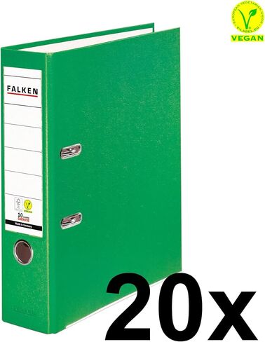 FALKEN Vegan PP Lever Arch Files, A4, 8cm Spine - Light Green, Pack 20 in Kuwait
