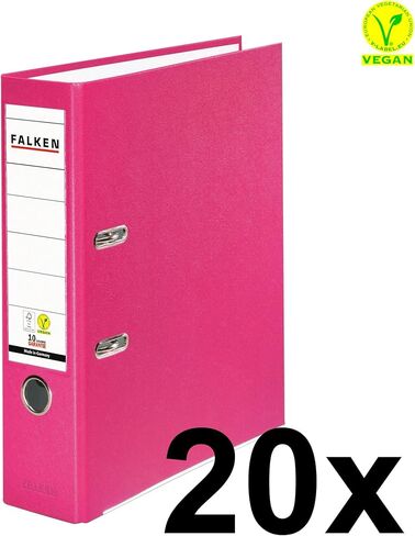FALKEN Vegan PP Lever Arch File، A4، 8 سم عمود الفقري - وردي، عبوة 20 in Kuwait