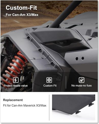 غطاء غطاء الغاز الجانبي KIWI MASTER لملحقات 2017-2026 Can-Am Maverick X3/ Max، استبدال OEM # 705010334، أسود in Kuwait