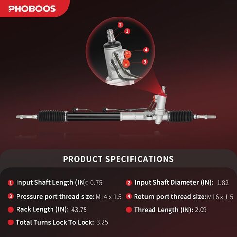 مجموعة رف وترس التوجيه الهيدروليكي من PHOBOOS متوافقة مع Hyundai Santa Fe 2010-2012 وKia Sorento 2011-2013، مع نهايات قضيب الربط الخارجي، وحدة جديدة، ملاءمة مباشرة، المرجع. 26-2450، ES800035 in Kuwait