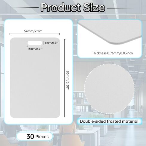 30pcs Blank PVC Cards for ID Badge Printers, 0.76mm/30 mil Thickness Plastic Card, Plastic Blank Card for Business Office with Slot Punch, Compatible with Most Photo ID Badge Printer(Frosted Version) in Saudi Arabia