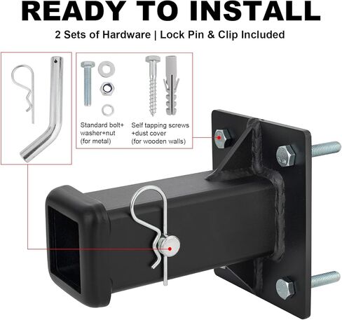 Hitch Wall Mount,Bolt-On 2 Inch Hitch Receiver Tube - 15,000 lbs GTW, Wall Mount & Trailer Adapter, Universal Tow Hitch with Mounting Hardware & Lock Pin in Saudi Arabia