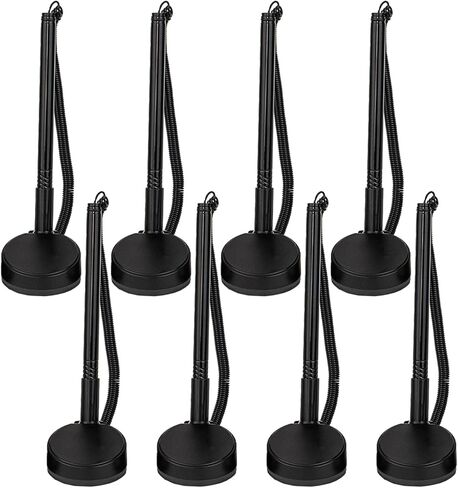 ARTIBETTER 8pcs Black Desk Ballpoint Pens with Adhesive Chain and Base, Professional Signature Pens for Office Reception Counter, Secure Writing Utensils for Business and Workplace Use in Saudi Arabia