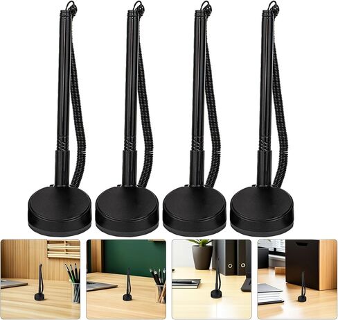 ARTIBETTER 8pcs Black Desk Ballpoint Pens with Adhesive Chain and Base, Professional Signature Pens for Office Reception Counter, Secure Writing Utensils for Business and Workplace Use in Saudi Arabia