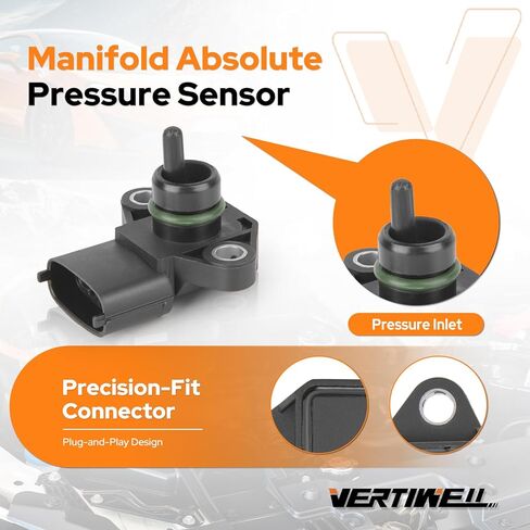 Manifold Absolute Pressure MAP Sensor Compatible with Hyundai Tucson Elantra Santa Fe Kona Kia Forte Optima 1.4L 1.6L 2.0L L4 V6 2011-2018 2019 2020 2021 2022 2023 2024 Replaces AS451 in Saudi Arabia