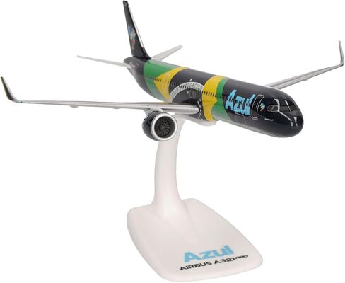 Herpa Snap-fit Airplane Model Airbus A321neo Azul Brazilian Flag on Scale of 1:200, Plastic Miniature with pedastal, Model Building, Collectors Edition in Saudi Arabia
