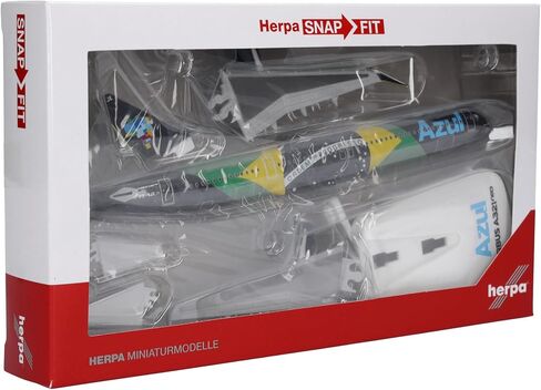 Herpa Snap-fit Airplane Model Airbus A321neo Azul Brazilian Flag on Scale of 1:200, Plastic Miniature with pedastal, Model Building, Collectors Edition in Saudi Arabia