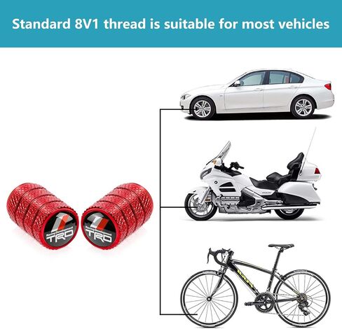 4pcs Tire Valve Stem Caps, Compatible with Toyota TRD Sequoia Tundra Tacoma 4Runner Trucks Series Stem Cap Universal Car Air Cover Car Accessories for Cars, SUV, Truck, Motorcycles Red in Saudi Arabia